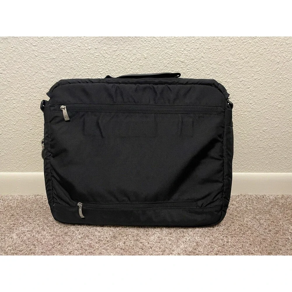 Eddie Bauer Black Messenger Bag Zip Buckle Shoulder Strap Outer Pockets